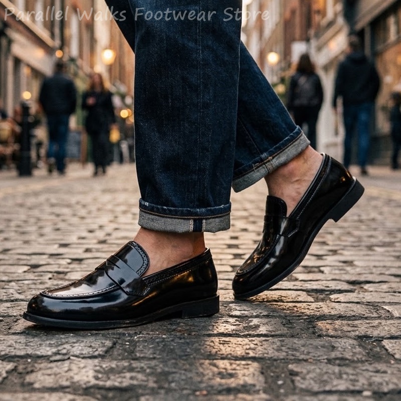 Men Shoes For Wedding - Men's Patent Penny Loafers Slip On
