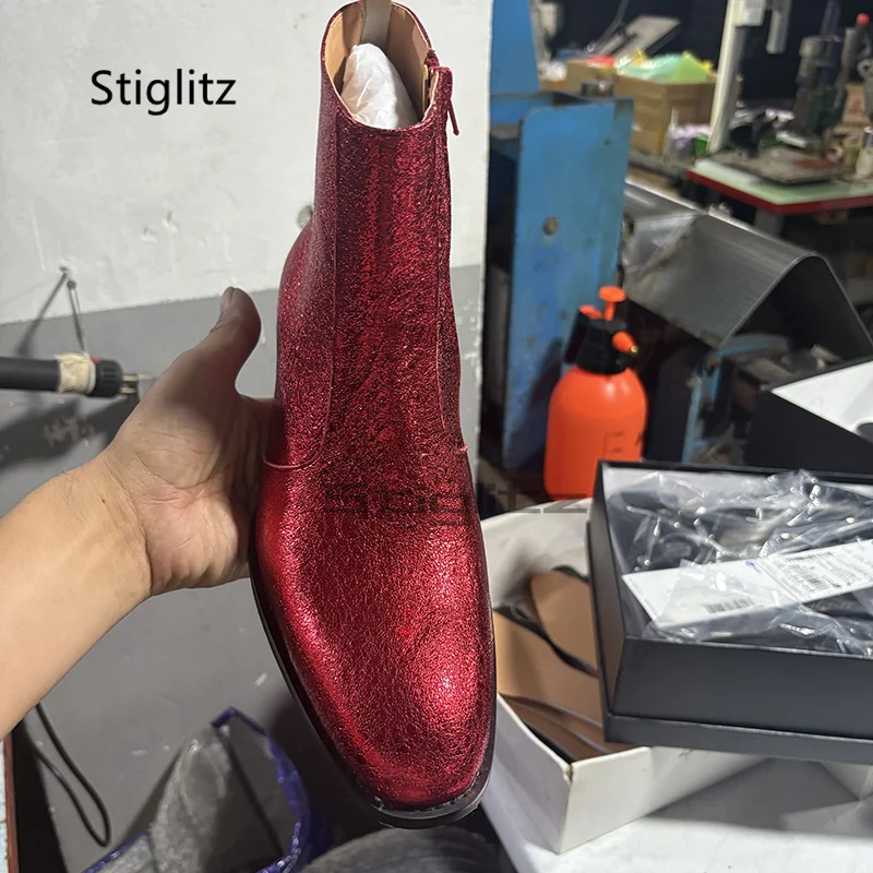 Red Genuine Leather Chelsea Bo - Men Shoes For Wedding 评论和价格