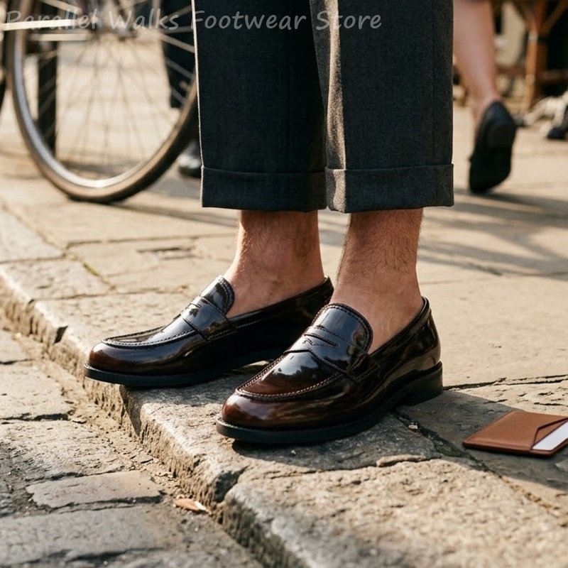 Men's Patent Penny Loafers Sli - Men Shoes For Wedding 评论和价格