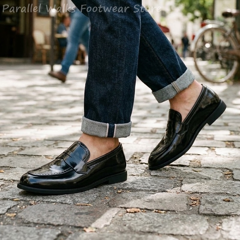 Men's Patent Penny Loafers Sli - Men Shoes For Wedding 评论和价格