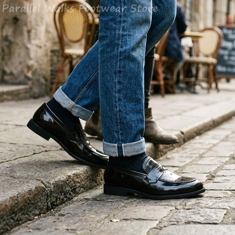 Men's Patent Penny Loafers Sli - Men Shoes For Wedding 评论和价格