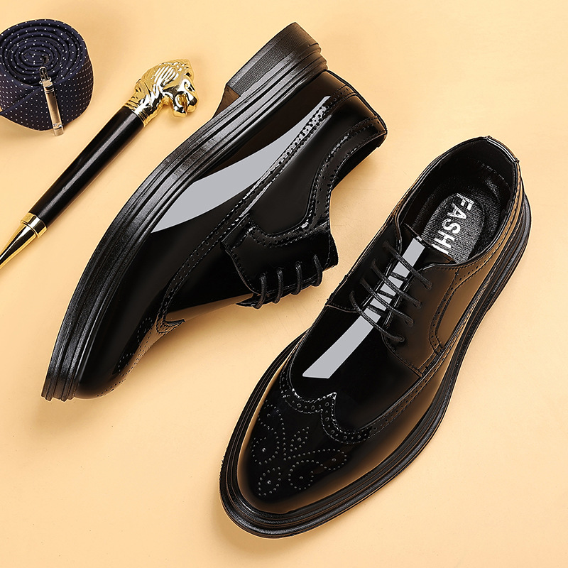 Men's Patent Leather Brogue Dr - Men Shoes For Wedding 评论和价格