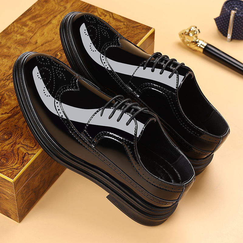 Men's Patent Leather Brogue Dr - Men Shoes For Wedding 评论和价格