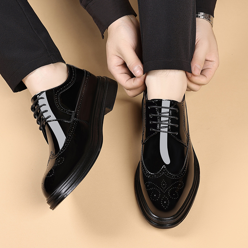 Men's Patent Leather Brogue Dr - Men Shoes For Wedding 评论和价格
