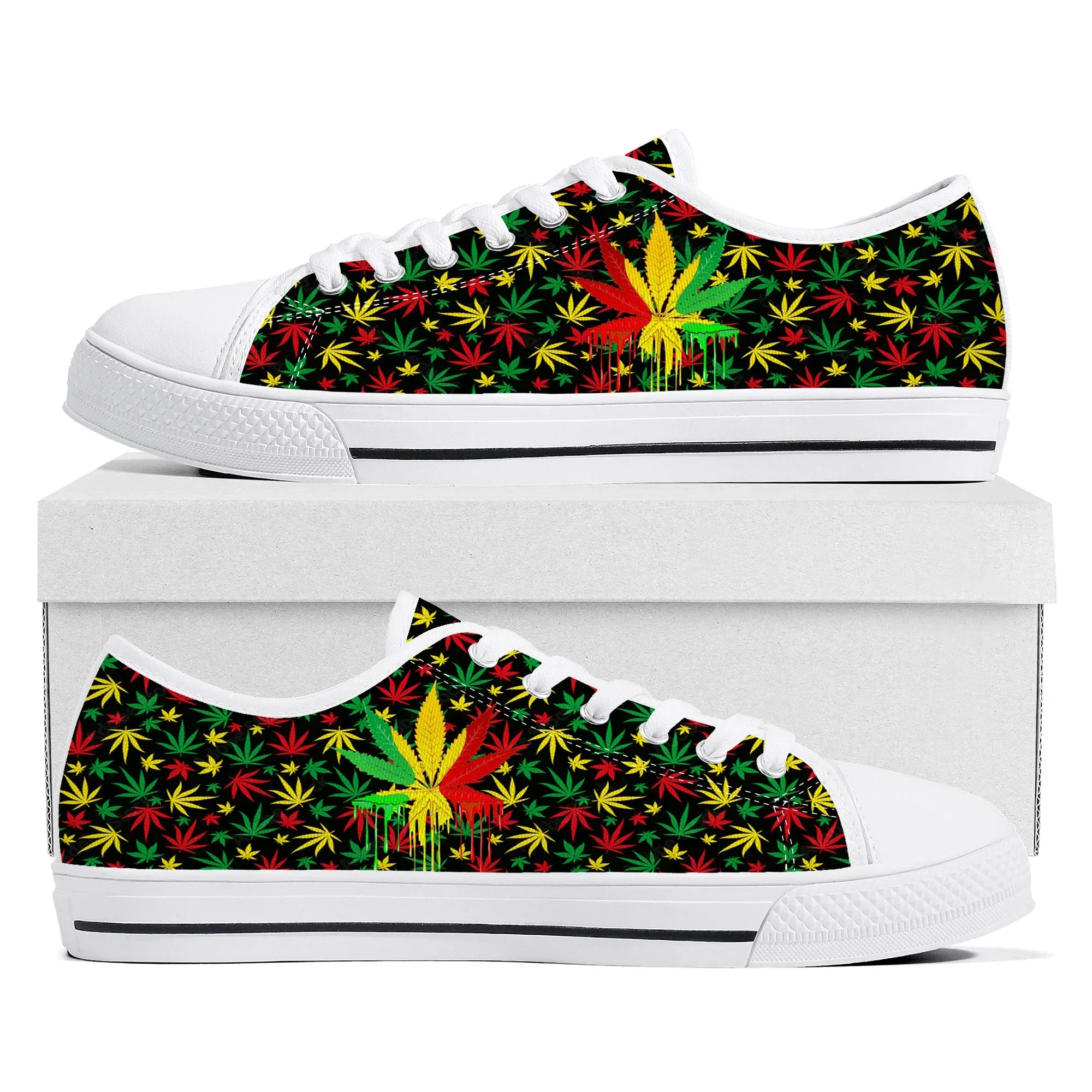 Leaf Weed Rasta Marijuana Red  - Men Shoes Yellow 评论和价格