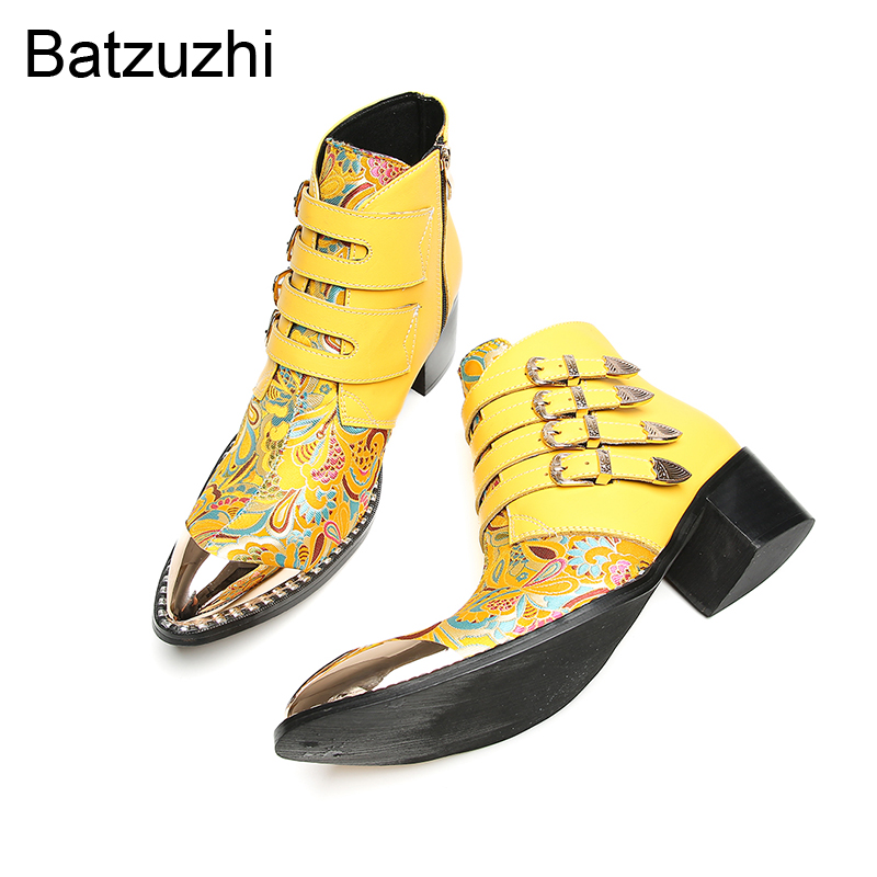 Batzuzhi 6.5cm Heels Fashion Y - Men Shoes Yellow 评论和价格