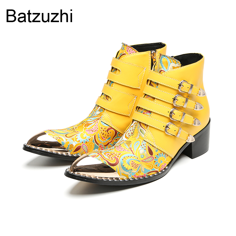 Batzuzhi 6.5cm Heels Fashion Y - Men Shoes Yellow 评论和价格