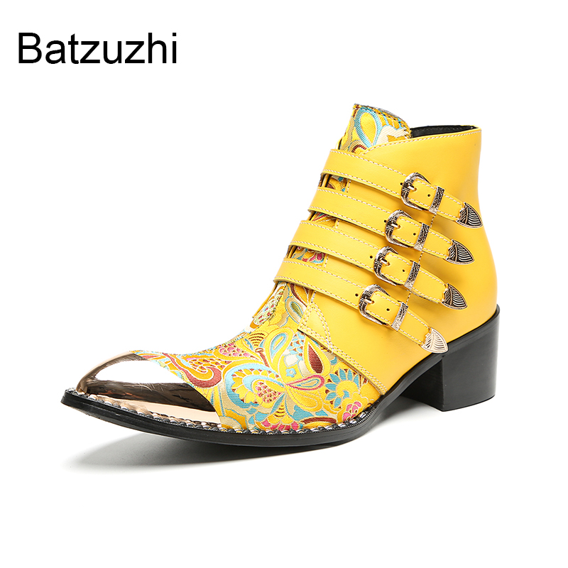 Batzuzhi 6.5cm Heels Fashion Y - Men Shoes Yellow 评论和价格