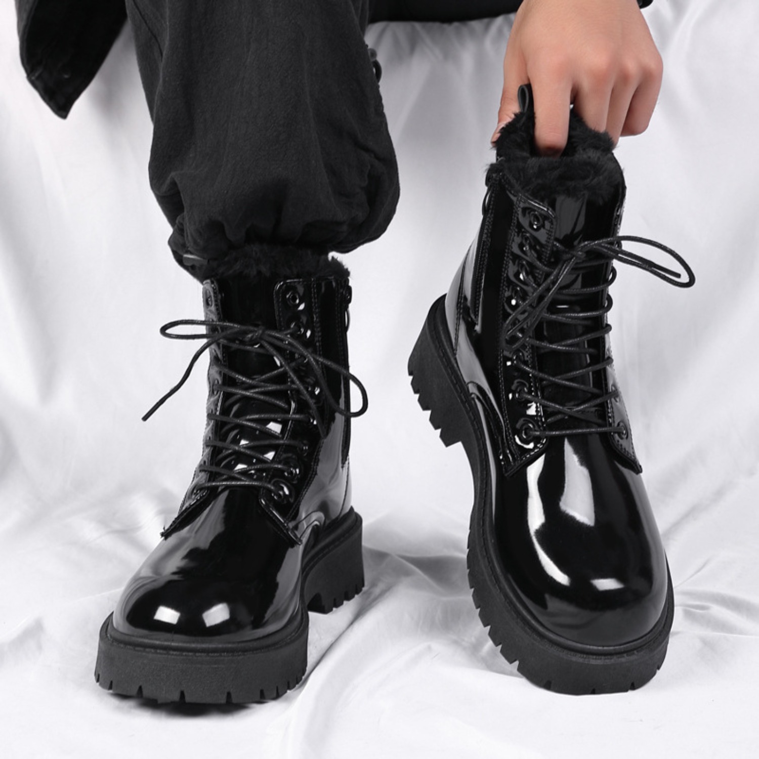 Men's warm plush high-top boot - Men Shoes Trends 评论和价格