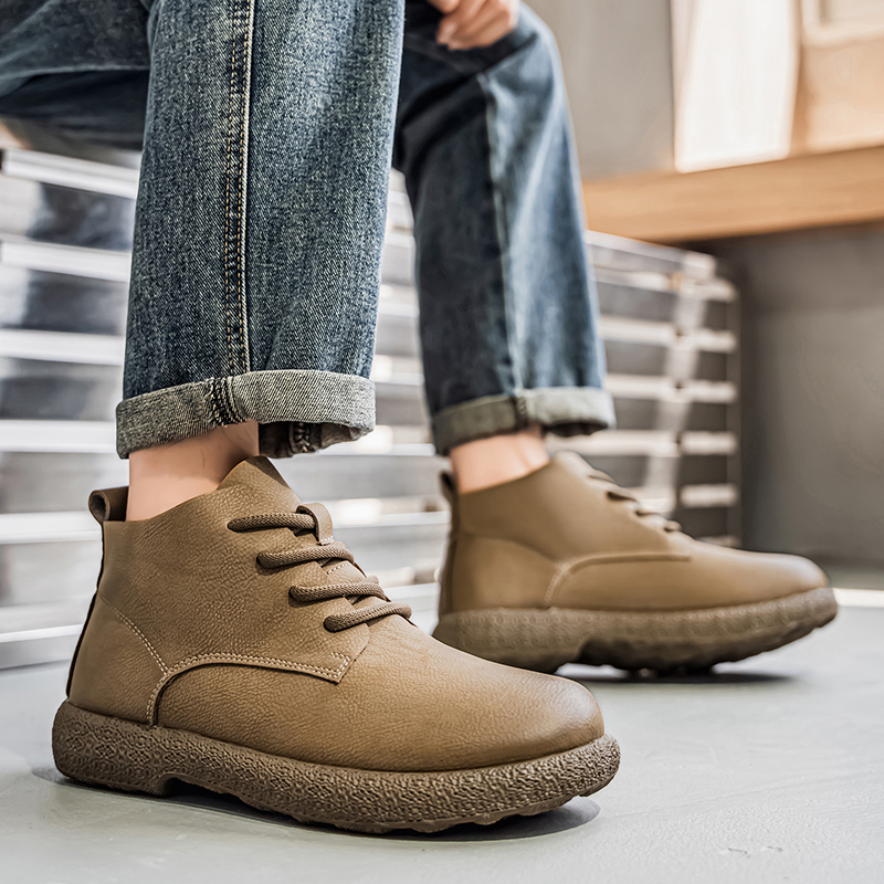 Men Ankle Boots Brown Short Bo - Men Shoes Trends 评论和价格