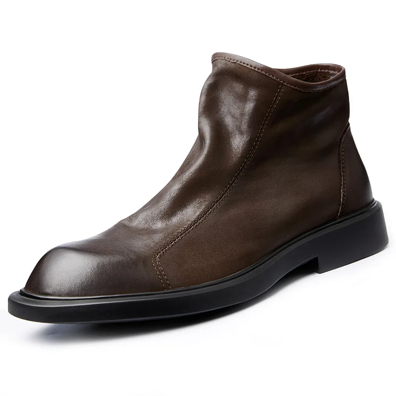 Warm Mens Genuine Leather Boot - Men Shoes For Wedding 评论和价格