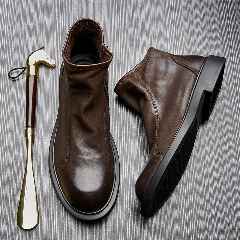 Warm Mens Genuine Leather Boot - Men Shoes For Wedding 评论和价格