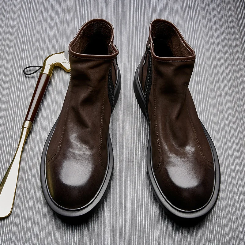 Warm Mens Genuine Leather Boot - Men Shoes For Wedding 评论和价格