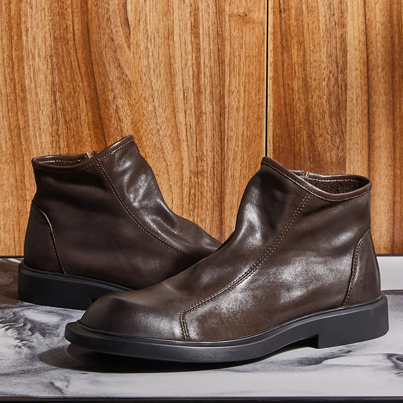 Warm Mens Genuine Leather Boot - Men Shoes For Wedding 评论和价格
