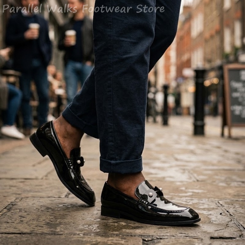 Men Black Patent Faux Suede Rh - Men Shoes For Wedding 评论和价格