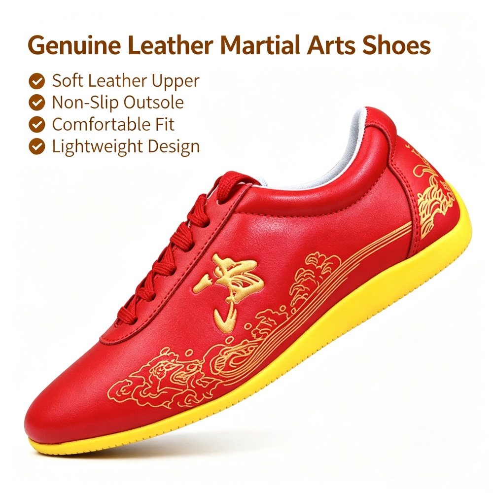 Glossy Genuine Leather Kung Fu - Men Shoes Yellow 评论和价格