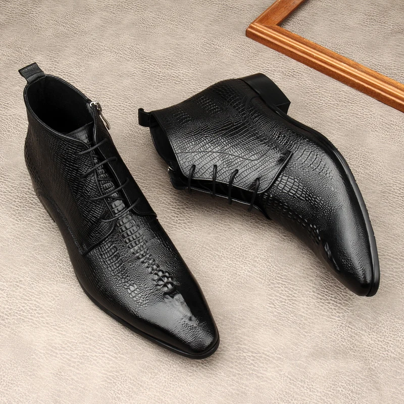 Luxury Mens Genuine Leather Bo - Men Shoes For Wedding 评论和价格